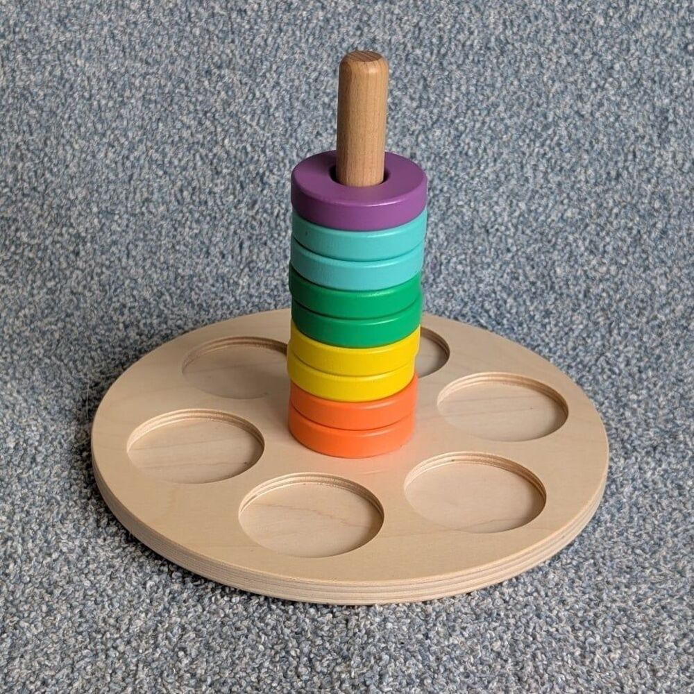 Lovevery Flexible Wooden Stacker 9 Rainbow Rings Babbler Kit Montessori Toy